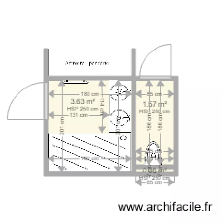 CHAMBRE B8 SDB . Plan de 