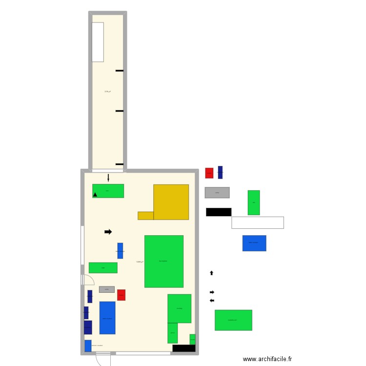 Tour hybride 28.5. Plan de 2 pièces et 151 m2