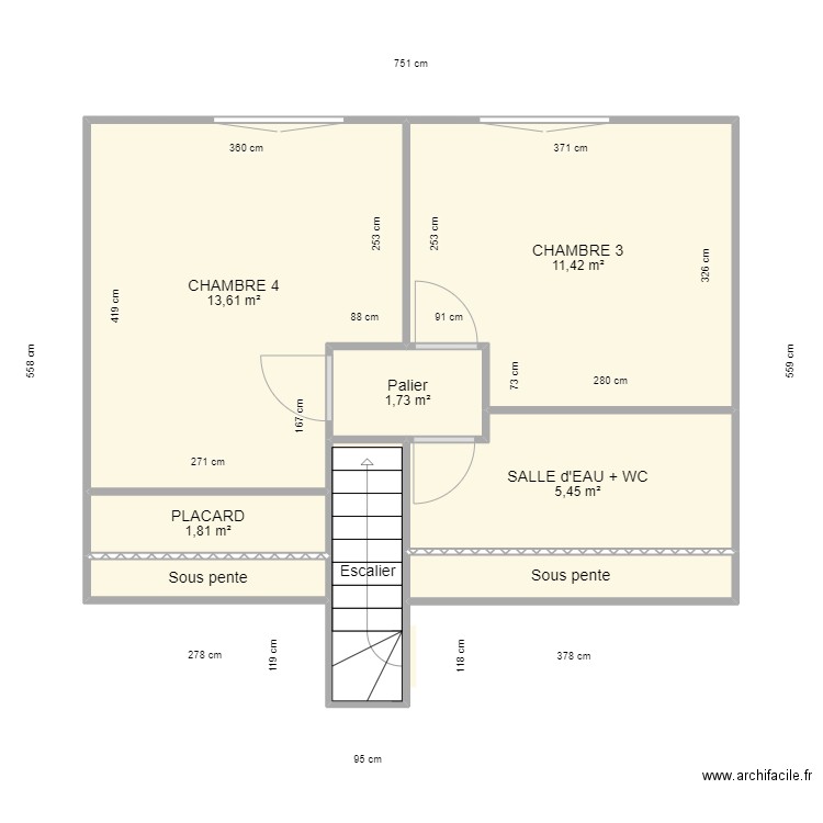 VASSEUR ETAGE FUTUR. Plan de 8 pièces et 39 m2