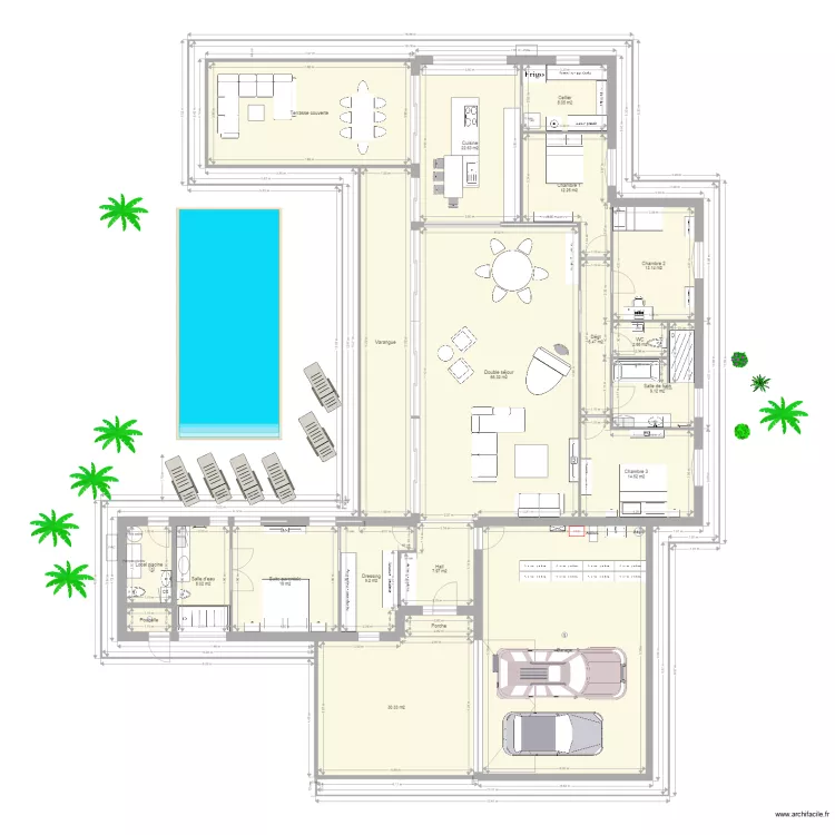 Lanton 200 avec d&eacute;bords toit. Plan de 