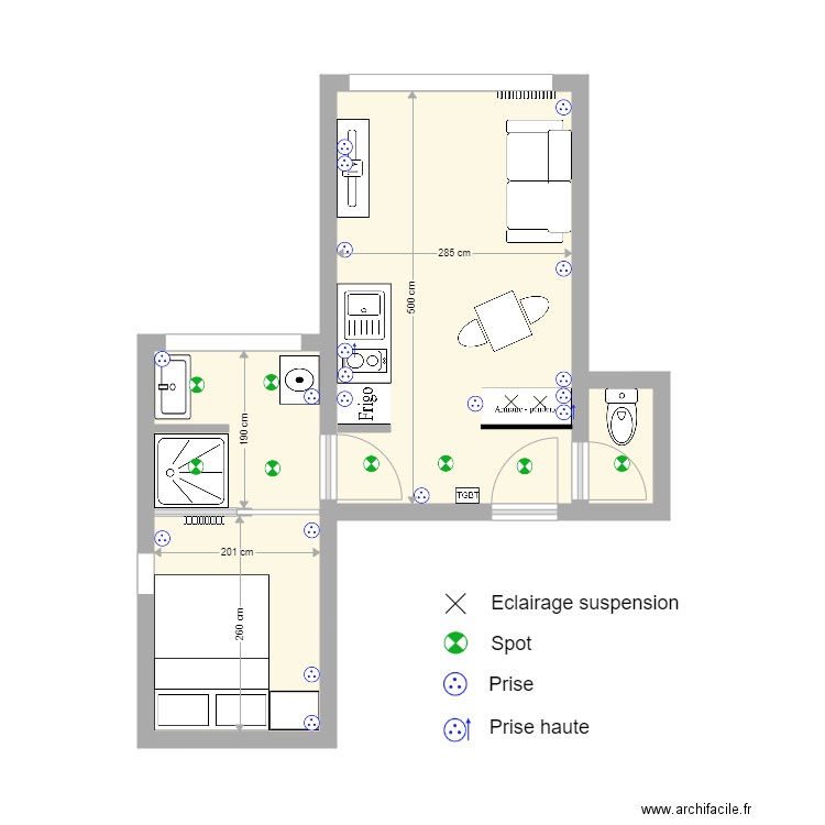 Studio st maur 24m2 4. Plan de 3 pièces et 24 m2