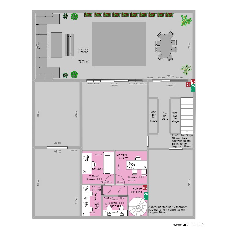 LEFT LA PISCINE R+2 MEZZANINE AVANT TRAVAUX. Plan de 0 pièce et 0 m2