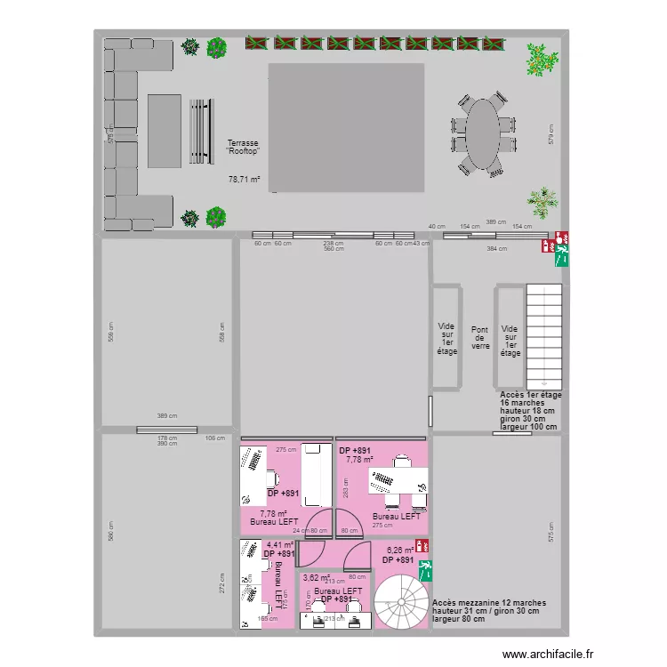 LEFT LA PISCINE R+2 MEZZANINE AVANT TRAVAUX. Plan de 