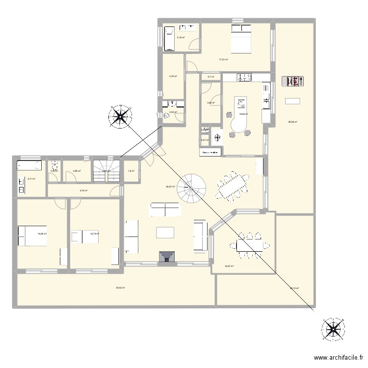 Meza3. Plan de 37 pièces et 811 m2