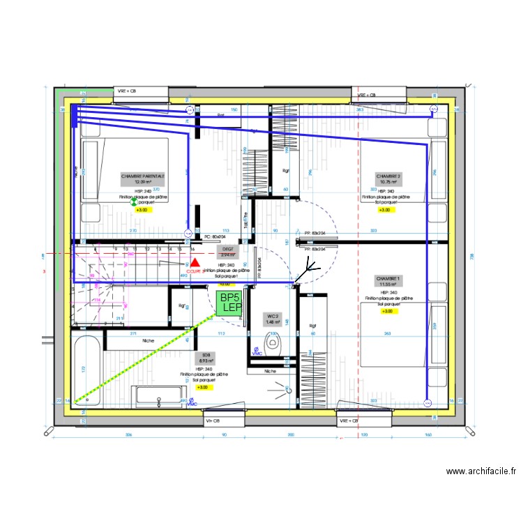 PLAN LIAISON EQUIPOTENTIEL ET COM ET TV MEL ETAGE. Plan de 0 pièce et 0 m2