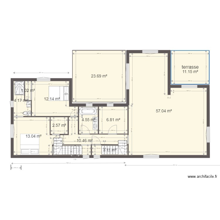 projet st v4. Plan de 33 pièces et 372 m2