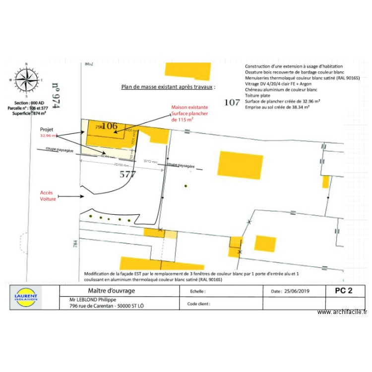 plan de masse apres travaux. Plan de 0 pièce et 0 m2