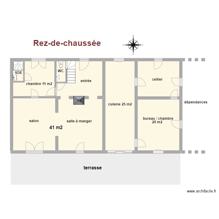 RDC Roy Panassac. Plan de 8 pièces et 182 m2