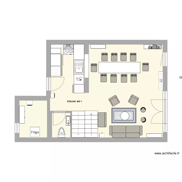 CERVINIA SEJOUR CUISINE. Plan de 3 et 39 m² CERVINIA SEJOUR CUISINE. Plan de 3 et 39 m²