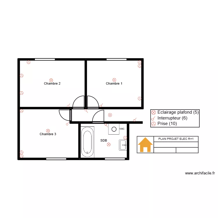 FARCI R+1 PRO ELEC V1. Plan de 4  et 29 m²