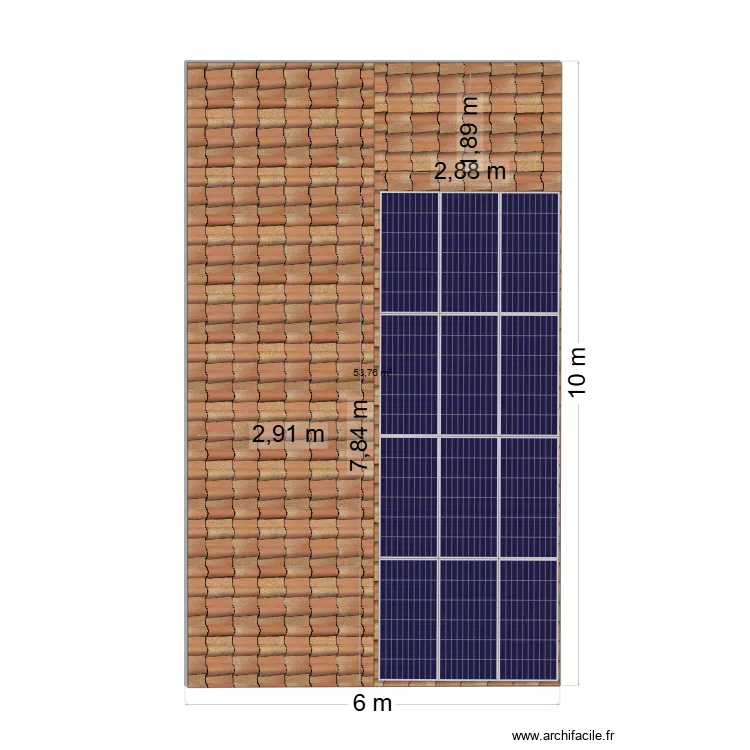 hangard volta&iuml;que 12 panneaux. Plan de 1 Pièce et 54 m²