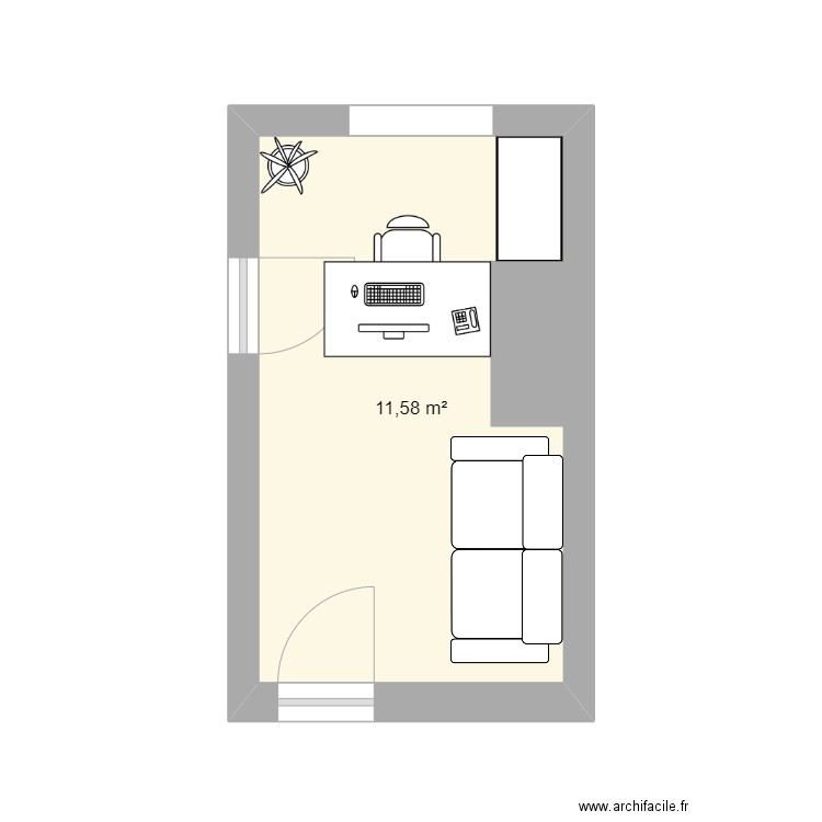 planBureauCarole2. Plan de 1 pièce et 12 m2