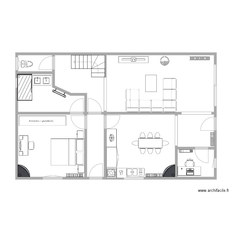 Bas caroline réaménagé version 1. Plan de 0 pièce et 0 m2