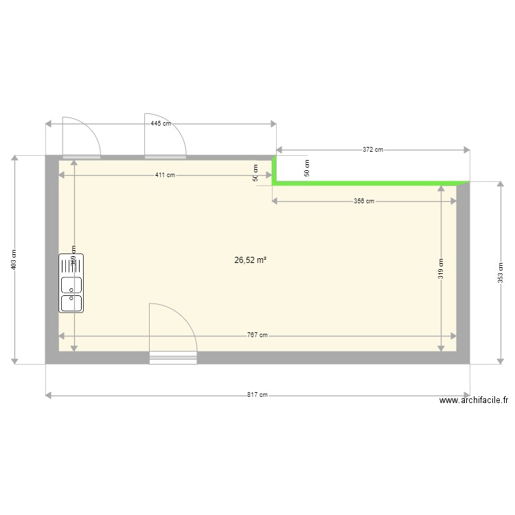 andrea 1. Plan de 1 pièce et 27 m2