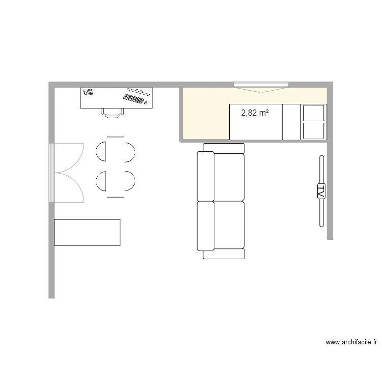 plan salon. Plan de 1 pièce et 8 m2