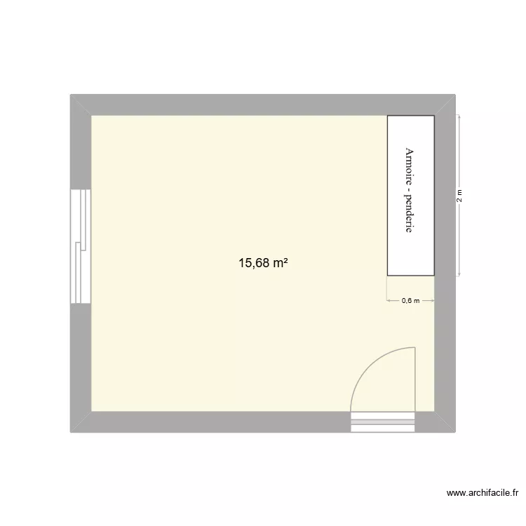 Chambre SS. Plan de 1  et 16 m²