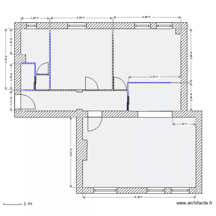Travaux - Murs colores. Plan de 