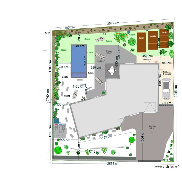 Aménagement extérieur. Plan de 1 pièce et 160 m2