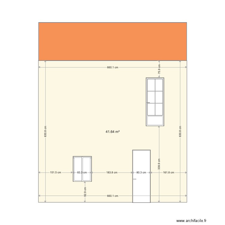 façade sud. Plan de 0 pièce et 0 m2