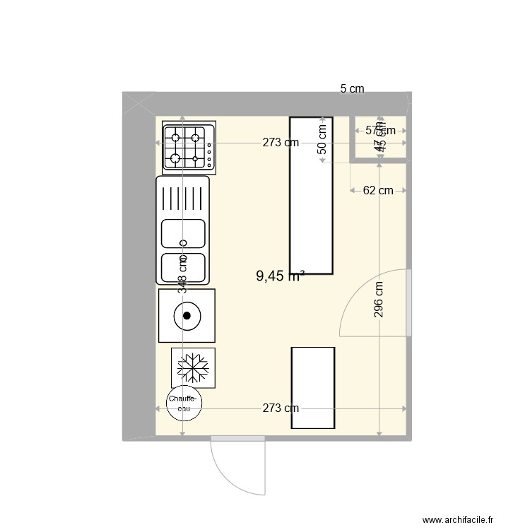 Cuisine 20220923 .1. Plan de 1 pièce et 9 m2