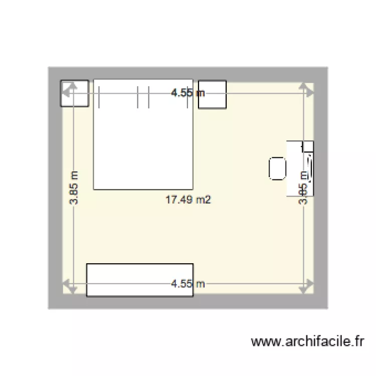 chambre minimum adulte. Plan de 