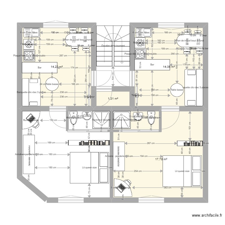 Abbaye 32 20 juin. Plan de 5 pièces et 50 m2