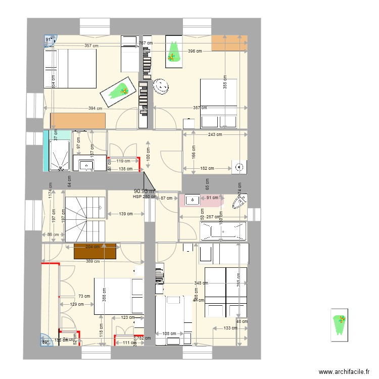 1er étage chambres sud. Plan de 0 pièce et 0 m2