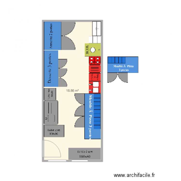 california. Plan de 1 pièce et 19 m2