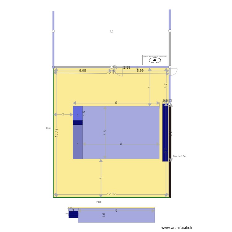 Piscine La Plaine - vue de dessus V4. Plan de 1 pièce et 162 m2