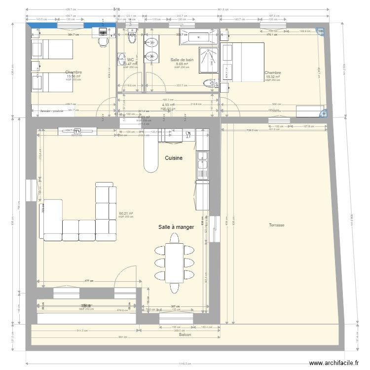 Etage  apres vers 4 metres avec meubles 3. Plan de 0 pièce et 0 m2