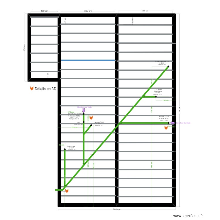 VIDE SANITAIRE EVACUATION. Plan de 2 pièces et 48 m2