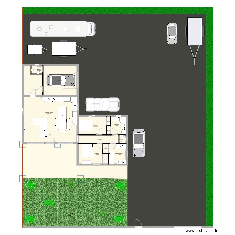 Maison terin. Plan de 14 pièces et 125 m2