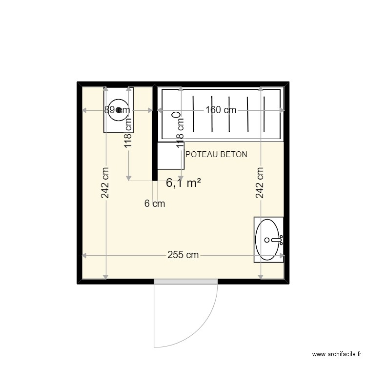 FOUCHET NICOLE . Plan de 1 pièce et 6 m2