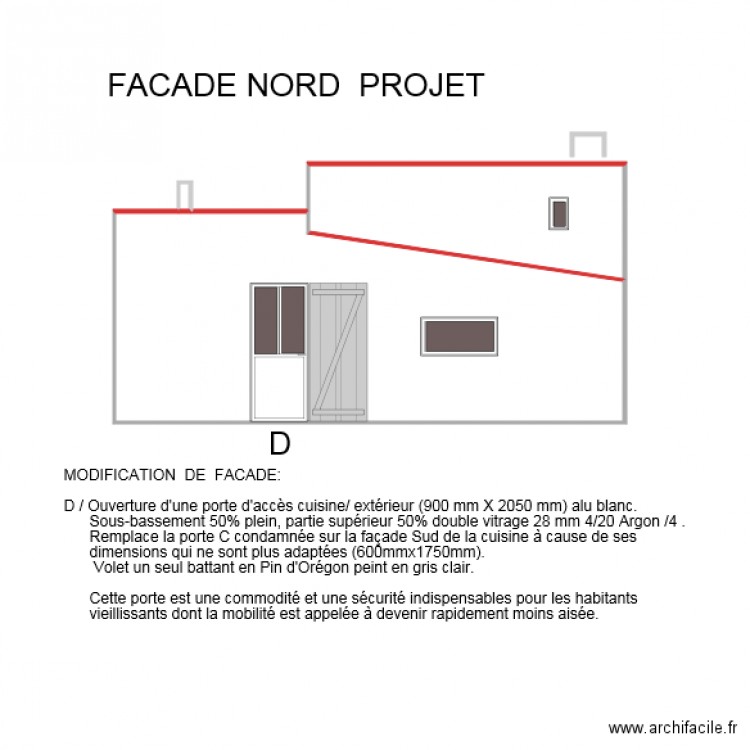 modification facade nord. Plan de 0 pièce et 0 m2