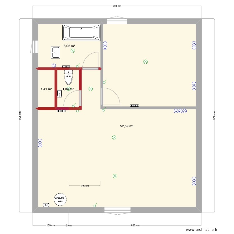 Lit et Mixe Etage Final 2. Plan de 4 pièces et 62 m2