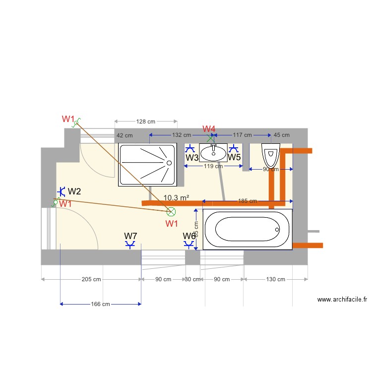 SDB 21 janvier 2019 avec tuyaux 40. Plan de 0 pièce et 0 m2