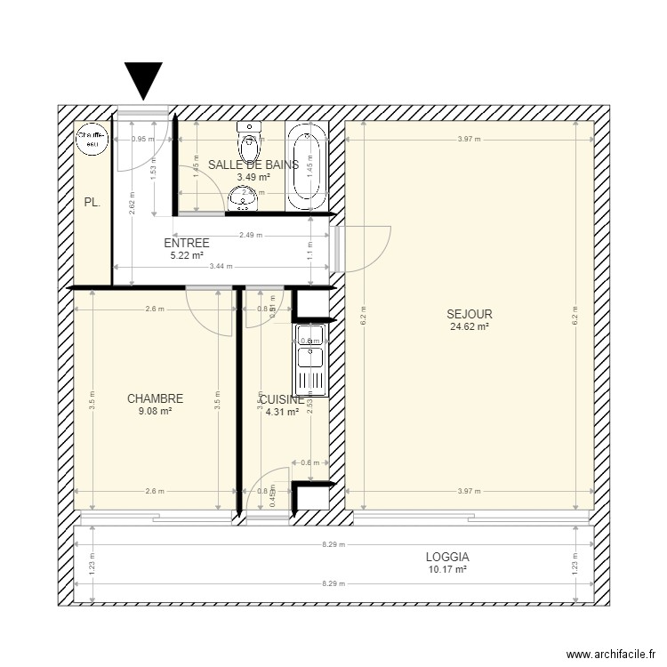 T2 Port Tamaris 7. Plan de 9 pièces et 59 m2