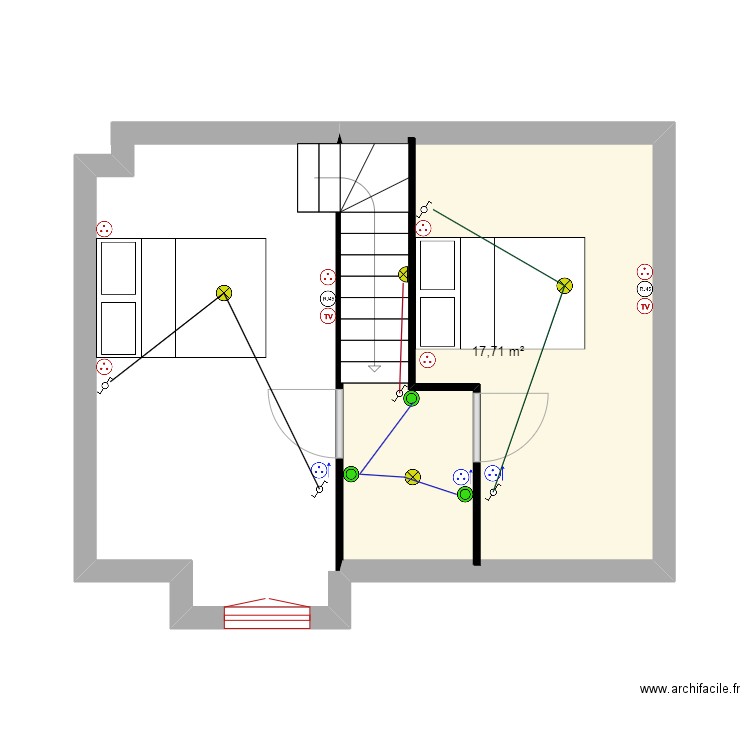 lal éta 4. Plan de 1 pièce et 18 m2