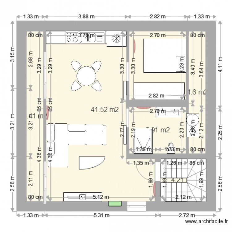 etage 3v3. Plan de 0 pièce et 0 m2