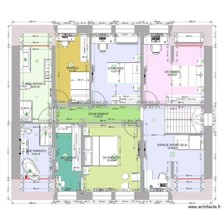 ETAGE CHAMBRE YAWEN. Plan de 