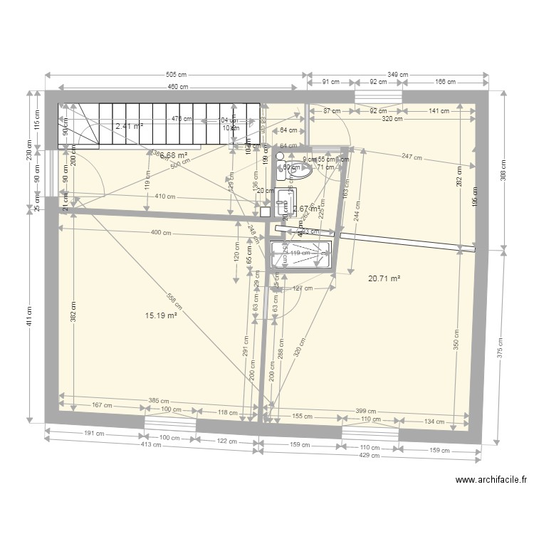 étage 1 existant. Plan de 0 pièce et 0 m2