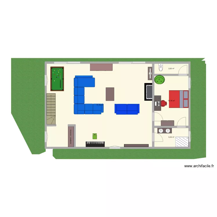 Super maison avec jardin. Plan de 