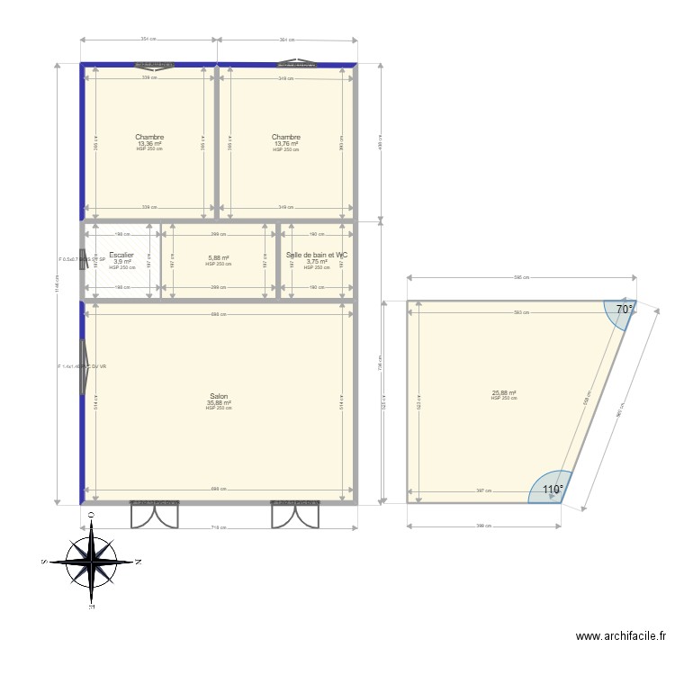 Fabre. Plan de 22 pièces et 262 m2