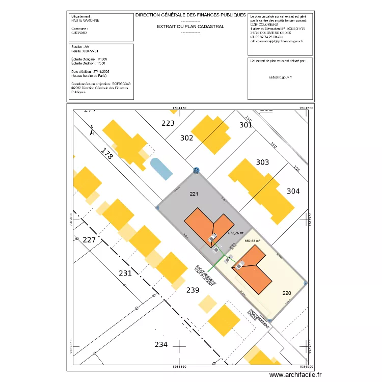 PROJET CUGNAUX dp. Plan de 2  et 1323 m²