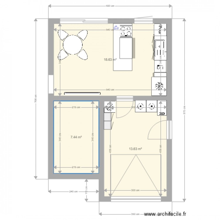 cuisine 2  avec dimensions. Plan de 0 pièce et 0 m2