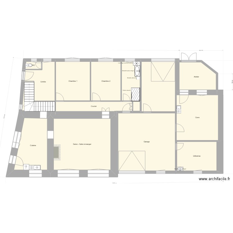 Salle de Bains RDC V3. Plan de 19 pièces et 234 m2