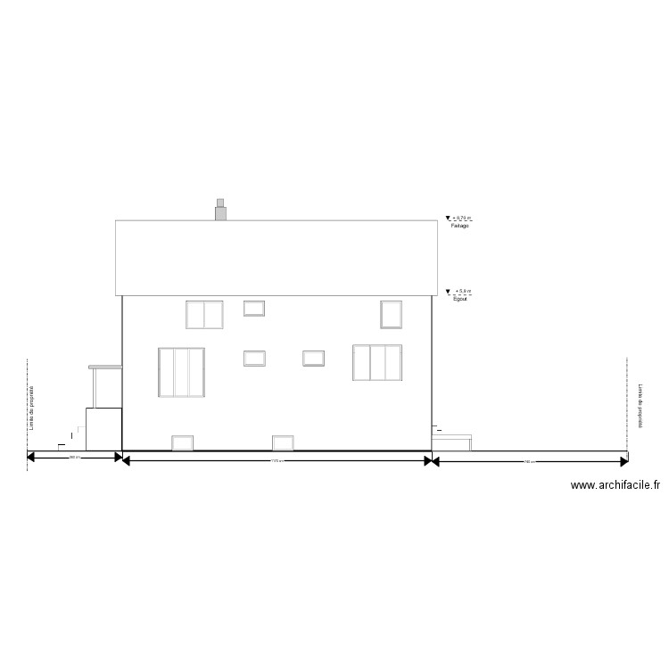 Façade Nord Ouest projeté PMCI. Plan de 0 pièce et 0 m2