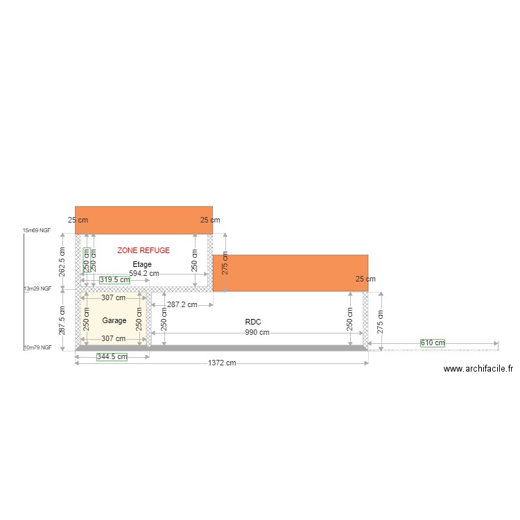 DP3 Plan de coupe façade nord Boube. Plan de 0 pièce et 0 m2