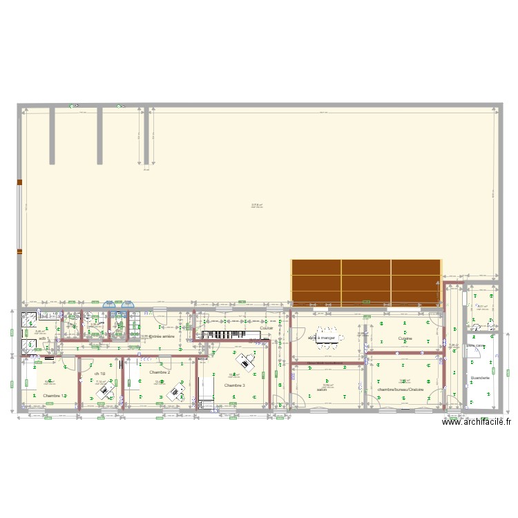 Bâtiment Voltaire terrassement V H EXTENSION. Plan de 16 pièces et 460 m2