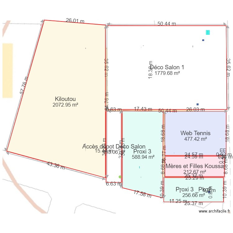 SCI surface parcelles réparties en locataires. Plan de 0 pièce et 0 m2